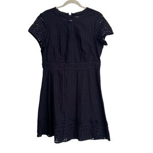Ann Taylor dark blue eyelet fit n flare dress Size 12P